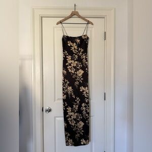 Reformation Black and Cream Floral Maxi Dress